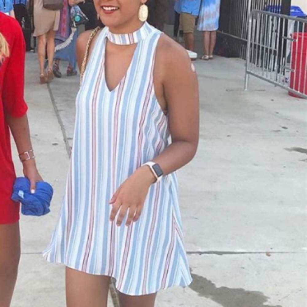 Nautical Halter Striped Mini Dress